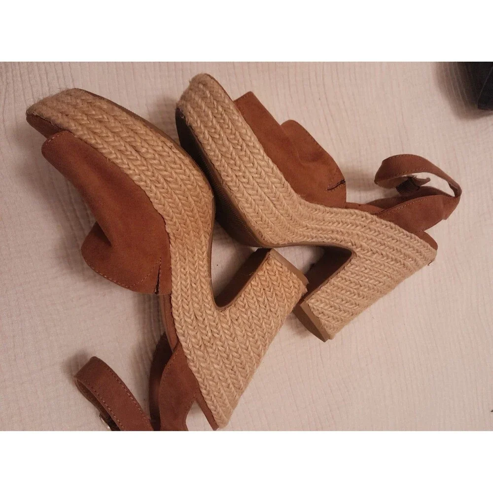 Sun+Stone Women Fey Espadrille Slingback Platform Sandals Size US 8 Tan